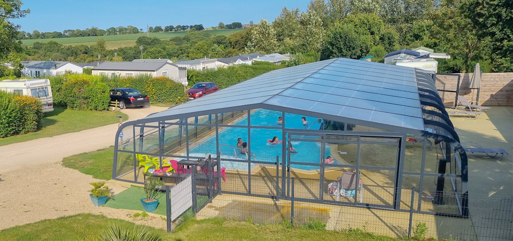 campsite with swimming pool in cote d'amor